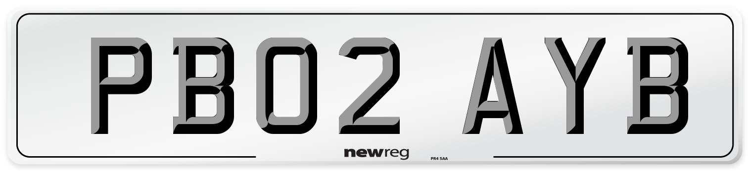PB02 AYB Number Plate from New Reg